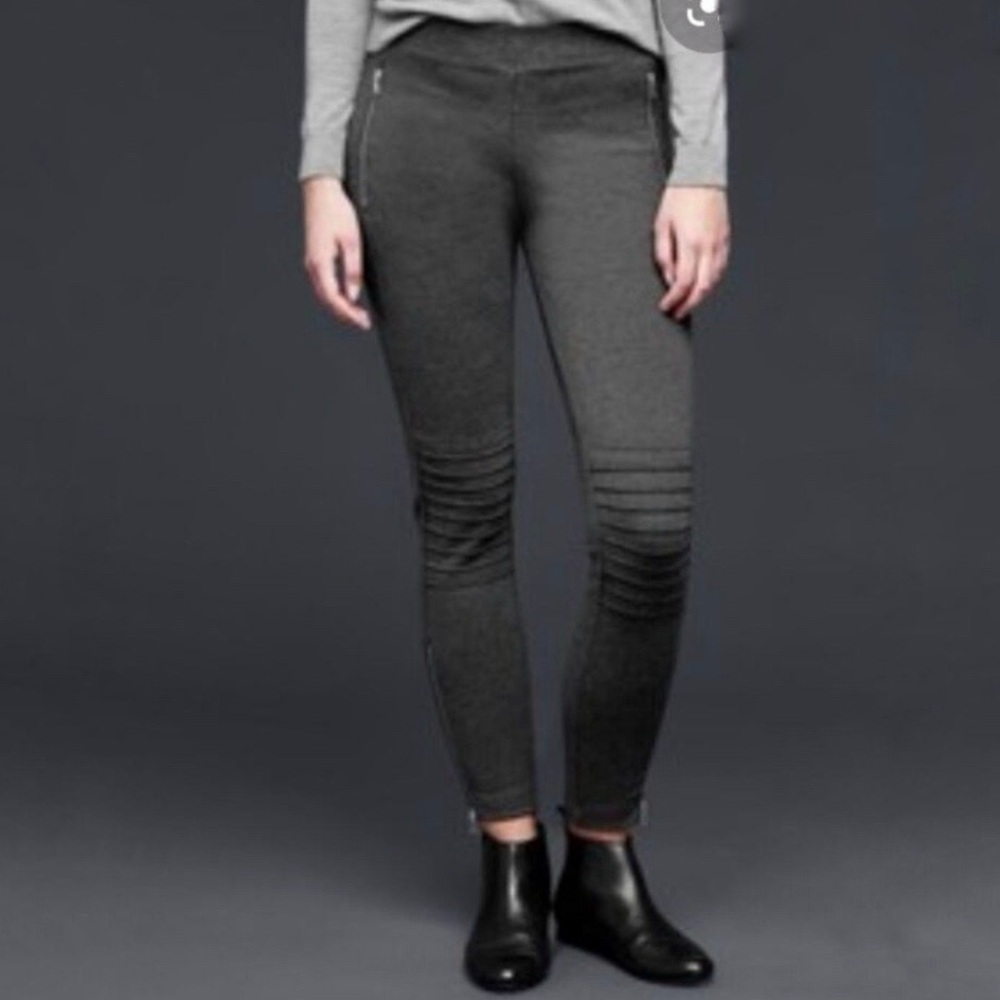 Gap Ponte Zipper Ankle Leggings Moto Panel Skinny Pull On Stretch Pants Size S
